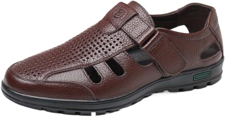 Мужские сандалии с верхом из зернистой коровьей кожи, закрытым носком, удобные, с противоскользящей застежкой на липучке для пляжа Hhhchpm, темно-коричневый
Мужские сандалии с верхом из зернистой коровьей кожи, закрытым носком, удобные, с противоскользящей застежкой на липучке для пляжа Hhhchpm, темно-коричневый