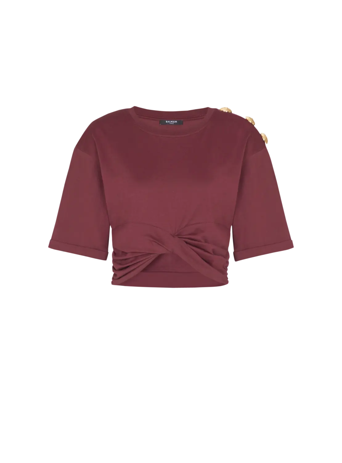 Укороченная футболка с завязкой Balmain, черный/фиолетовый
Укороченная футболка с завязкой Balmain, черный/фиолетовый