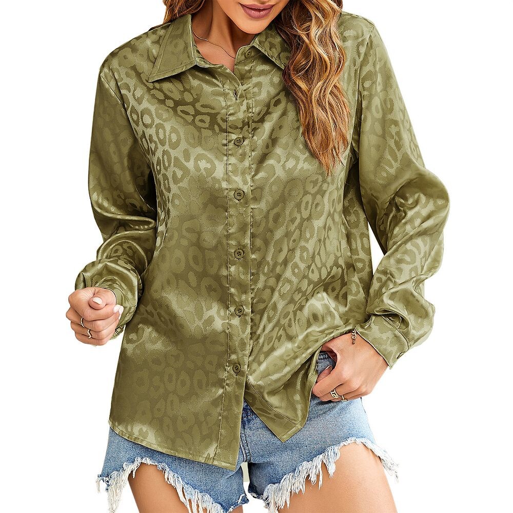 Рубашки на пуговицах с леопардовыми пятнами для женщин, повседневные рабочие рубашки с длинным рукавом и V-образным вырезом Kojooin, цвет Dark Green
Рубашки на пуговицах с леопардовыми пятнами для женщин, повседневные рабочие рубашки с длинным рукавом и V-образным вырезом Kojooin, цвет Dark Green