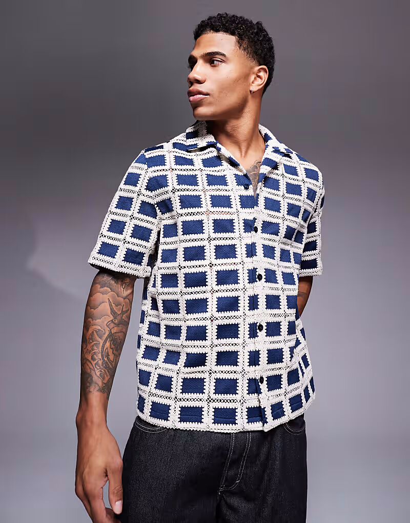 Рубашка свободного кроя Revere темно-синего цвета Asos Design
Рубашка свободного кроя Revere темно-синего цвета Asos Design