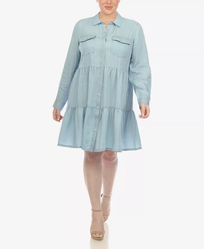 Многоярусное платье-рубашка миди больших размеров с длинными рукавами White Mark, синий
Многоярусное платье-рубашка миди больших размеров с длинными рукавами White Mark, синий