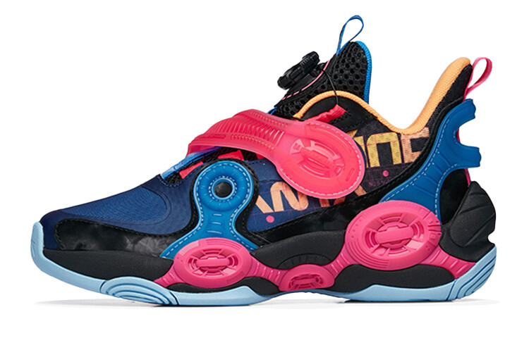 Баскетбольные кроссовки Alien 2 Kids GS Mid-top черные/цианозово-голубые/желто-оранжевые/розовые Anta Kids