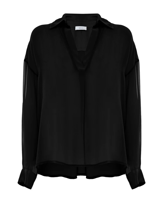 Элегантная прозрачная блузка с V-образным вырезом Kocca, черный
Элегантная прозрачная блузка с V-образным вырезом Kocca, черный