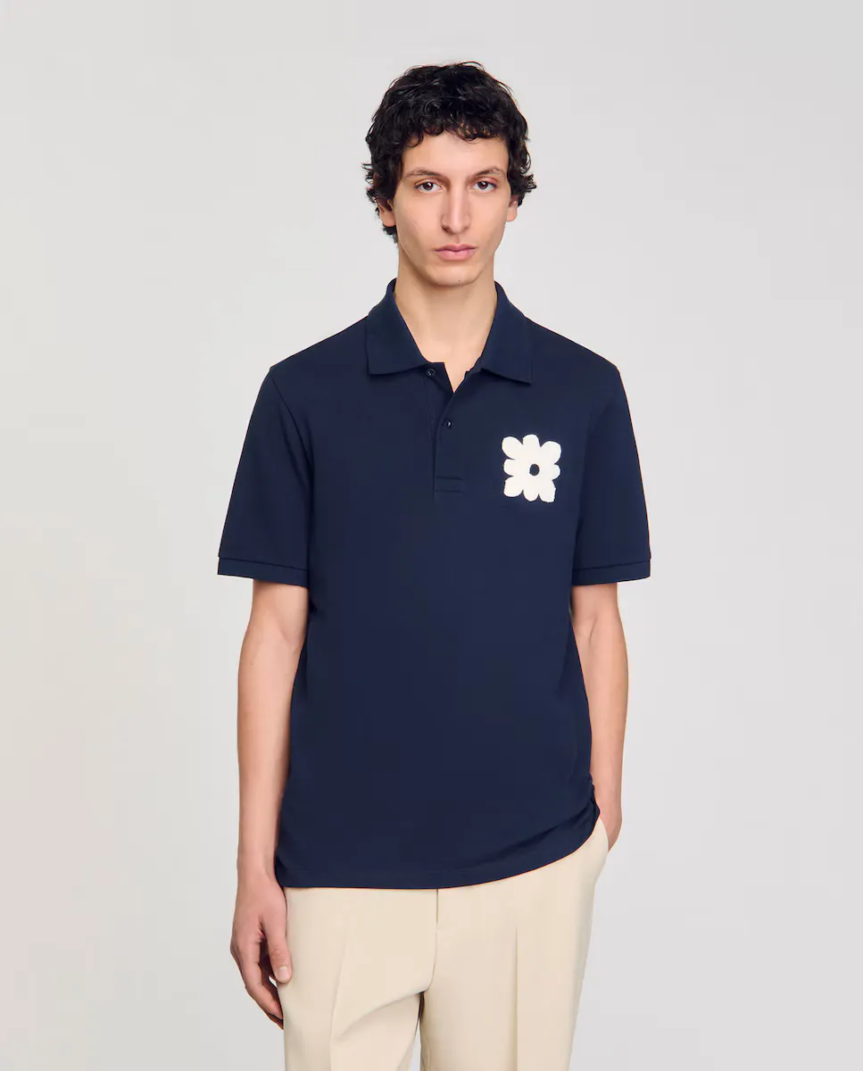 Мужская рубашка поло с цветочной нашивкой Sandro, синий
Мужская рубашка поло с цветочной нашивкой Sandro, синий