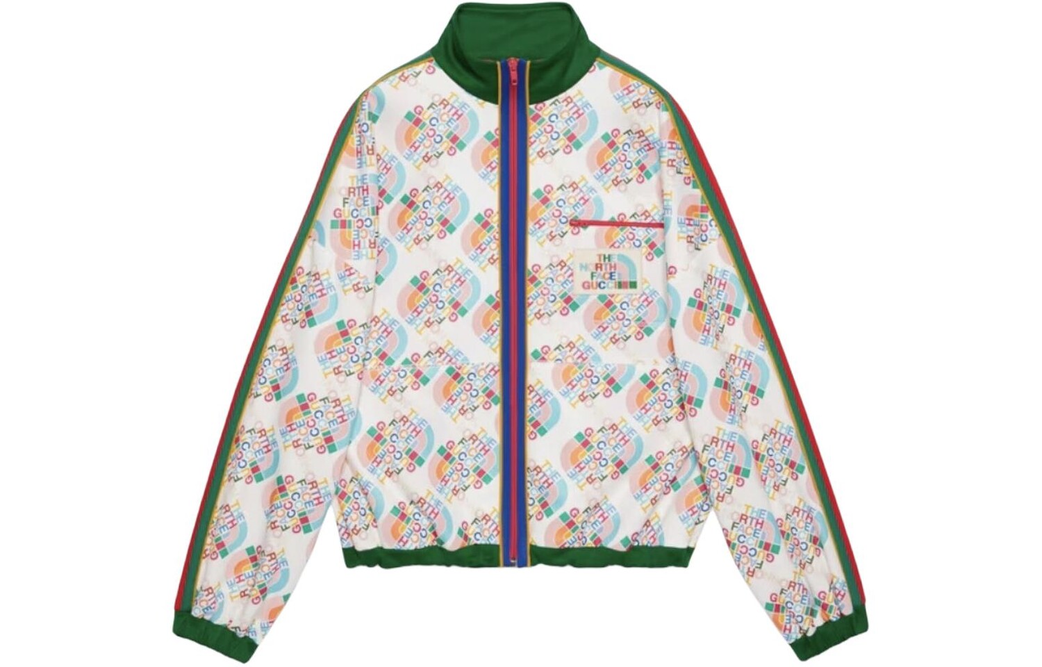 Куртка женская Gucci x The North Face, белый / зеленый 
Куртка женская Gucci x The North Face, белый / зеленый