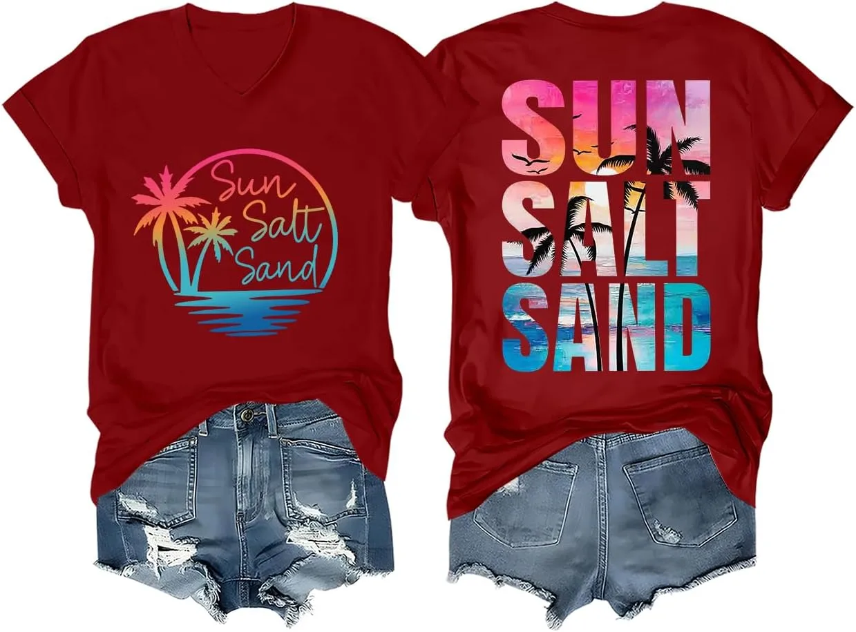 Футболка Sun Salt Sand, летняя пляжная, V-образный и круглый вырез
Футболка Sun Salt Sand, летняя пляжная, V-образный и круглый вырез