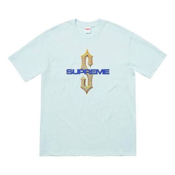 Футболка ss18 diamonds tee pale blue diamond printing short sleeve Supreme, голубой 
Футболка ss18 diamonds tee pale blue diamond printing short sleeve Supreme, голубой