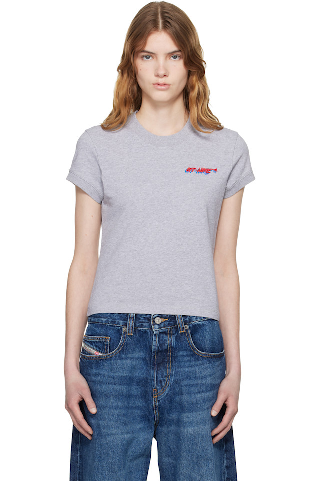 Off-White Серая облегающая футболка кремового цвета
Off-White Серая облегающая футболка кремового цвета