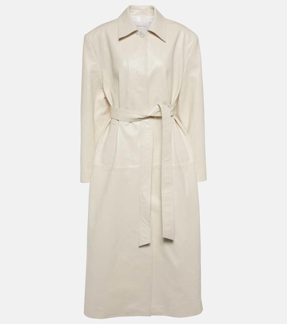 Однобортное кожаное пальто Magda Butrym, белый
Однобортное кожаное пальто Magda Butrym, белый