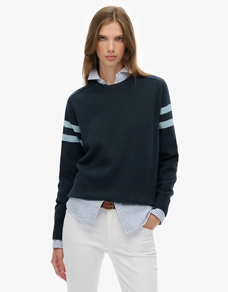 Свободный трикотажный джемпер Superdry в полоску насыщенного темно-синего цвета
Свободный трикотажный джемпер Superdry в полоску насыщенного темно-синего цвета