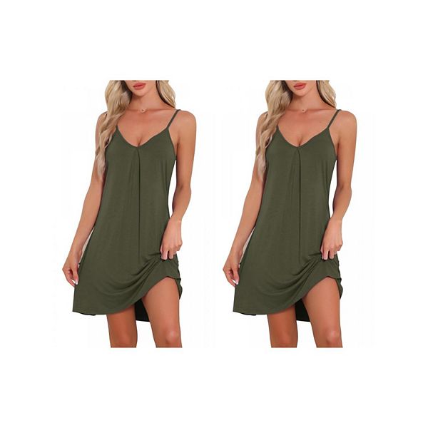 2 шт женская безрукавная базовая майка-ночнушка v-образного выреза Inspire Chic, Army Green
2 шт женская безрукавная базовая майка-ночнушка v-образного выреза Inspire Chic, Army Green