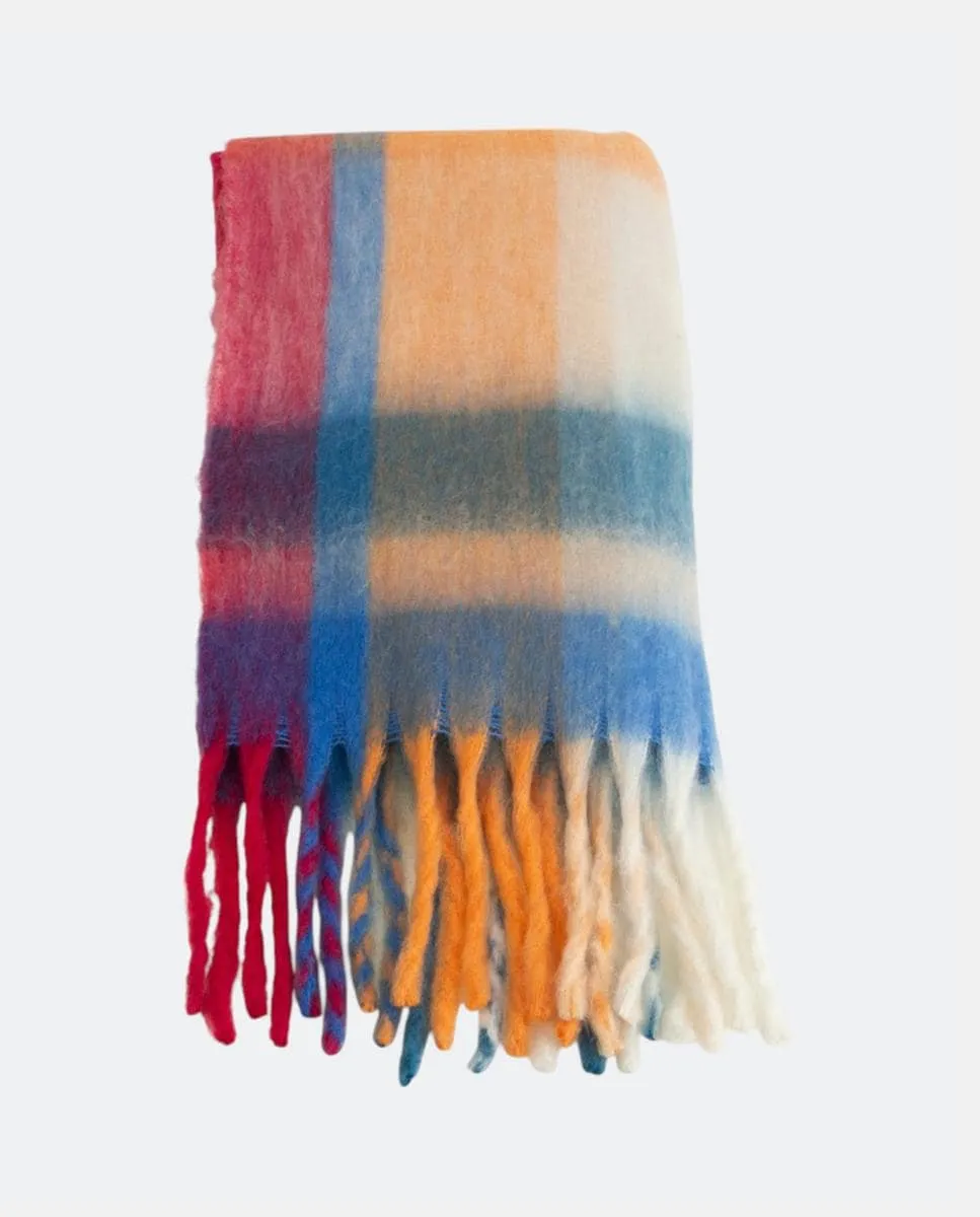 Прямоугольный шарф из шерсти в полоску и клетку Kbas, синий
Прямоугольный шарф из шерсти в полоску и клетку Kbas, синий