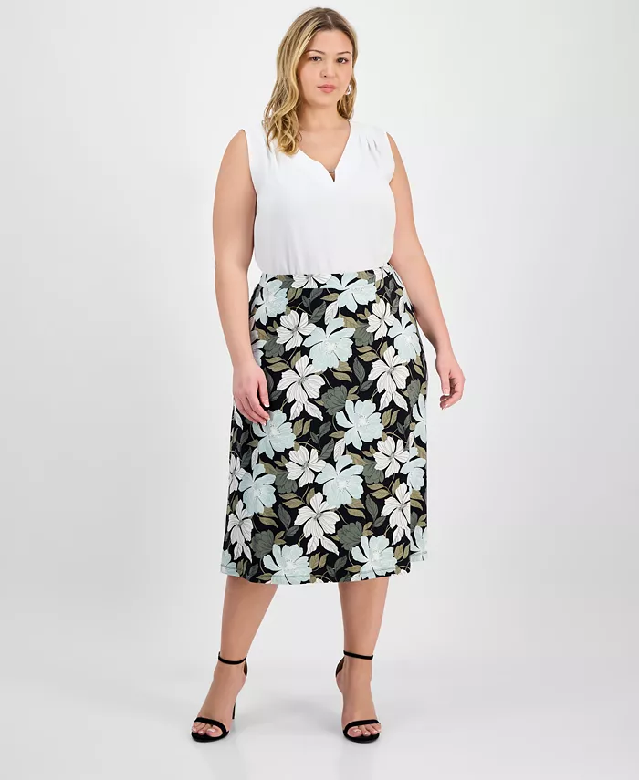 Юбка миди с цветочным принтом больших размеров, застегивающаяся на пуговицы Kasper, зеленый
Юбка миди с цветочным принтом больших размеров, застегивающаяся на пуговицы Kasper, зеленый