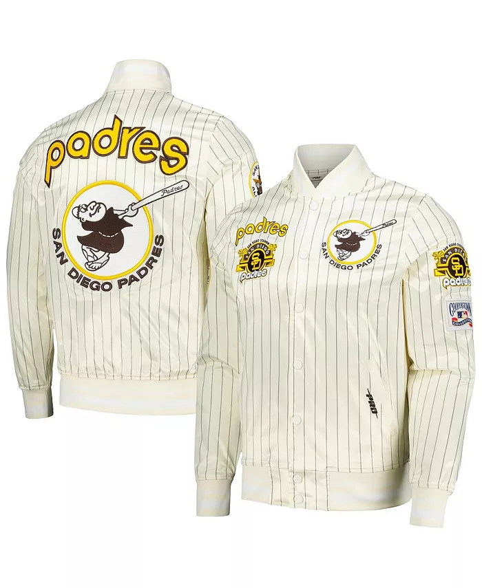 Мужская кремовая куртка на молнии в стиле ретро с полосками San Diego Padres Cooperstown Collection из сатина Pro Standard
Мужская кремовая куртка на молнии в стиле ретро с полосками San Diego Padres Cooperstown Collection из сатина Pro Standard