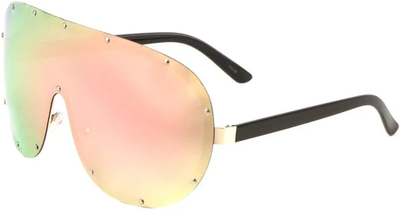 Поляризованные цветные зеркальные солнцезащитные очки с заклепками, оправой, круглыми увеличенными цельными линзами-щитками POL-M10587-CM Sunglasses Luxe, Rose Gold
Поляризованные цветные зеркальные солнцезащитные очки с заклепками, оправой, круглыми увеличенными цельными линзами-щитками POL-M10587-CM Sunglasses Luxe, Rose Gold