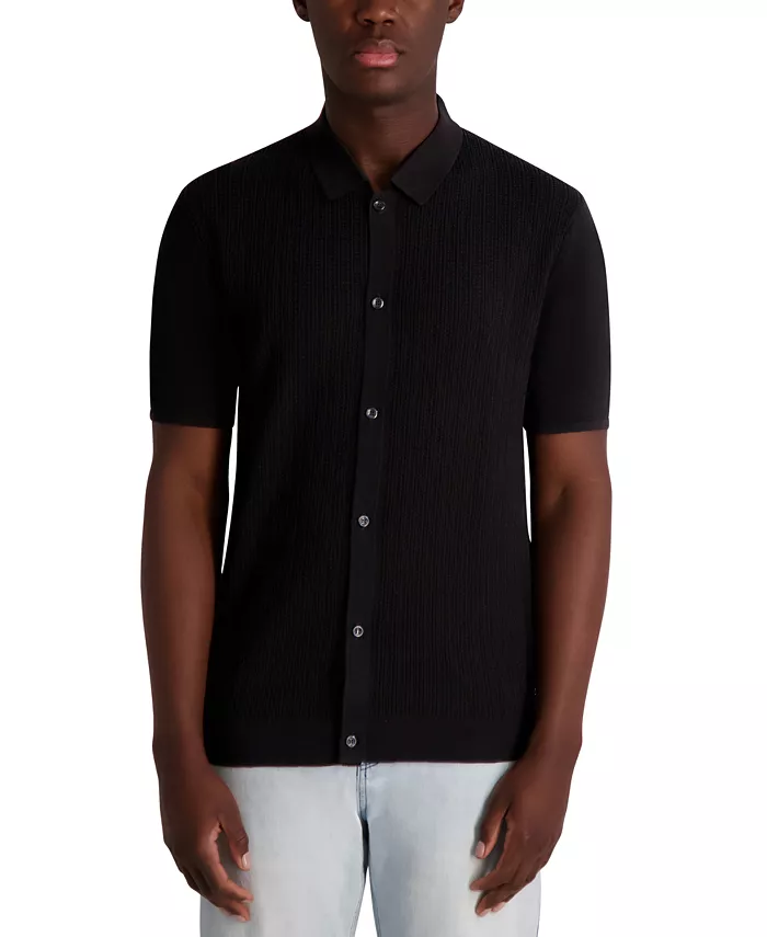 Мужская вязаная кардиган-поло KARL LAGERFELD PARIS, черный
Мужская вязаная кардиган-поло KARL LAGERFELD PARIS, черный