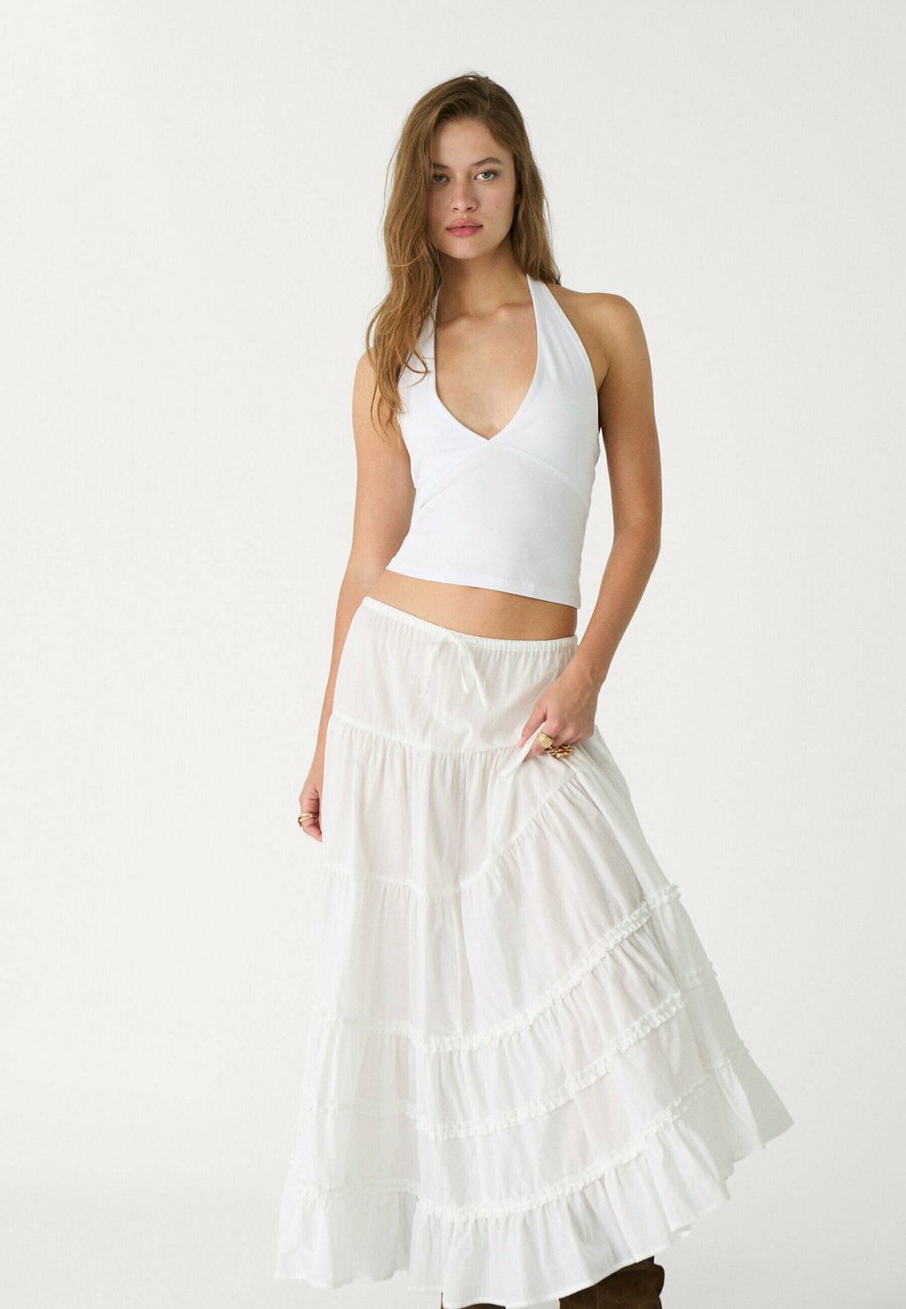 Топ V-NECK HALTER Stradivarius, белый
Топ V-NECK HALTER Stradivarius, белый