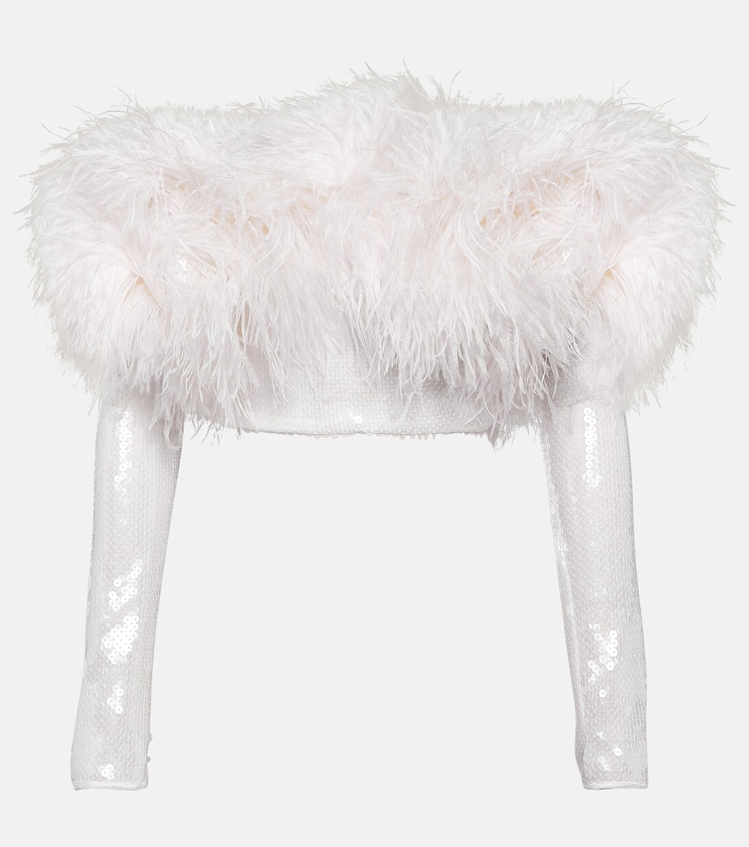 Укороченный топ с пайетками и перьями DAVID KOMA, белый
Укороченный топ с пайетками и перьями DAVID KOMA, белый