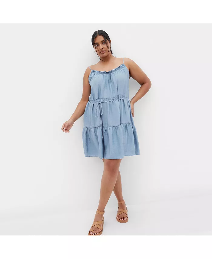 Женское мини-платье больших размеров Sweet Tiers CITY CHIC, синий
Женское мини-платье больших размеров Sweet Tiers CITY CHIC, синий