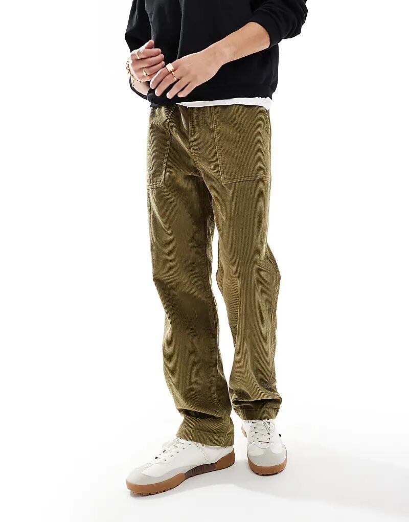 Прямые вельветовые брюки-плотники цвета хаки ASOS DESIGN
Прямые вельветовые брюки-плотники цвета хаки ASOS DESIGN