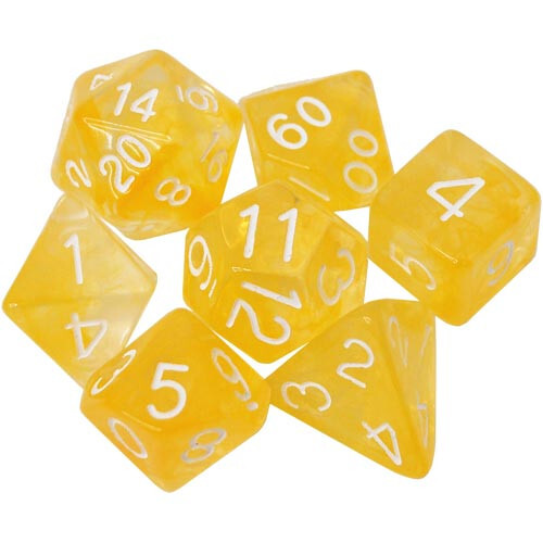 Аксессуары Role 4 Initiative R4I Dice: Diffusion - Honey Lemon w/ White (7)
Аксессуары Role 4 Initiative R4I Dice: Diffusion - Honey Lemon w/ White (7)