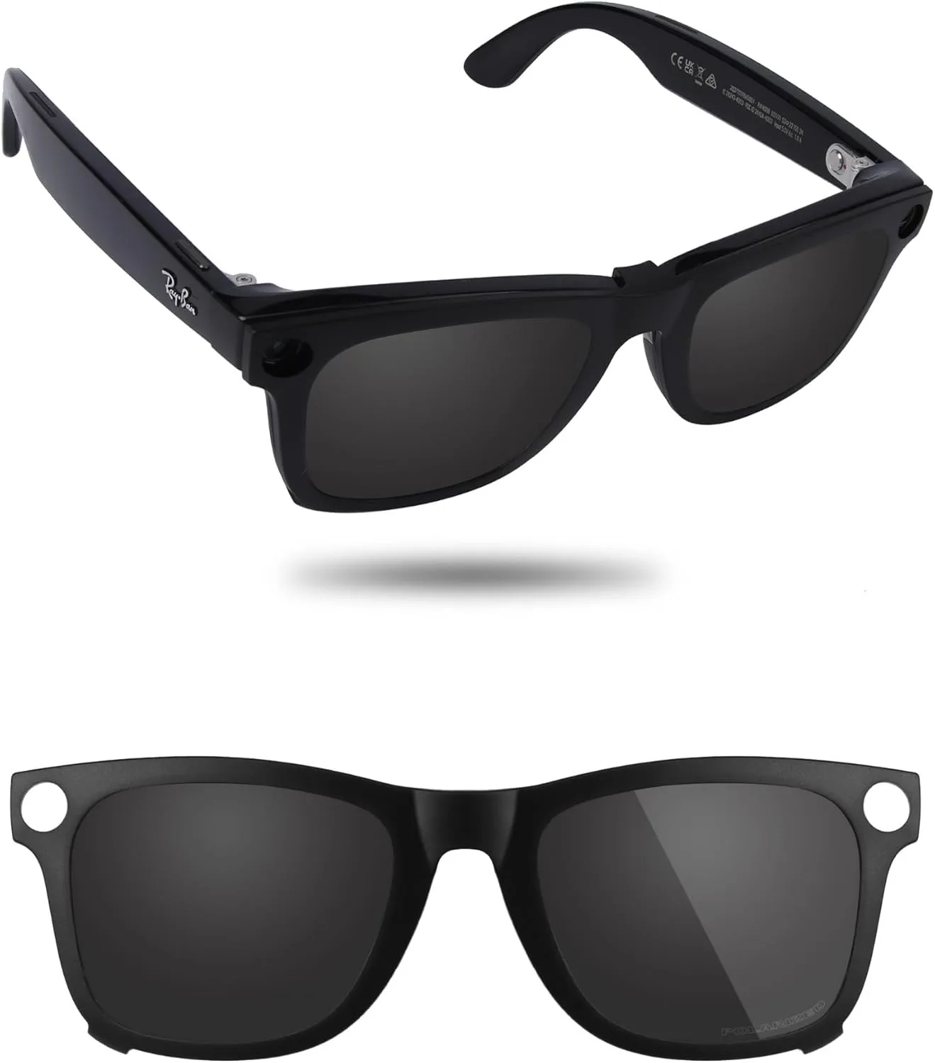 Поляризованные солнцезащитные очки-клипсы, совместимые с Ray-Ban Meta Wayfarer RW4008 и Gen 2 RW4012 (53-22) - защита от УФ-излучения Fiskr, Classic Black
Поляризованные солнцезащитные очки-клипсы, совместимые с Ray-Ban Meta Wayfarer RW4008 и Gen 2 RW4012 (53-22) - защита от УФ-излучения Fiskr, Classic Black