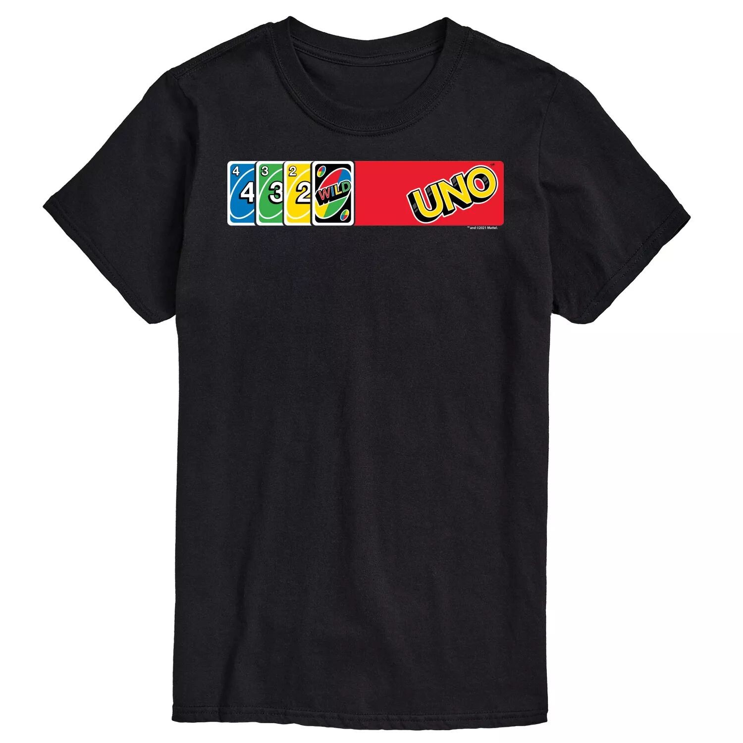 Футболка Big & Tall UNO с расклешенными карточками Licensed Character, черный 
Футболка Big & Tall UNO с расклешенными карточками Licensed Character, черный