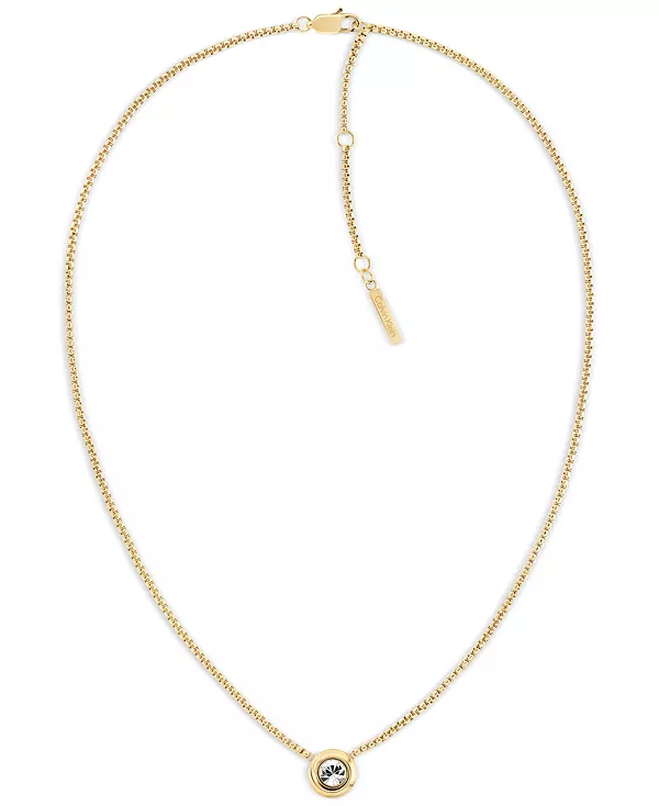 Ожерелье с подвеской из нержавеющей стали золотистого оттенка с витым безелем из кубического циркония, 16 дюймов + удлинитель 2 дюйма Calvin Klein, gold
Ожерелье с подвеской из нержавеющей стали золотистого оттенка с витым безелем из кубического циркония, 16 дюймов + удлинитель 2 дюйма Calvin Klein, gold