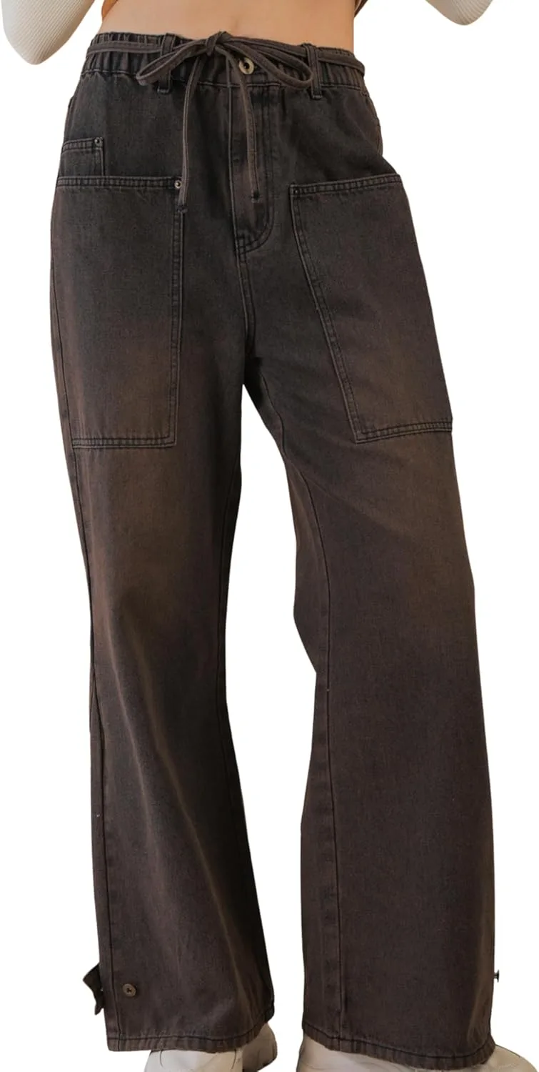 Женские джинсы Wide Leg с эффектом потертости — высокие на талии, свободного кроя, с поясом-шнурком и карманами MOVINT
Женские джинсы Wide Leg с эффектом потертости — высокие на талии, свободного кроя, с поясом-шнурком и карманами MOVINT