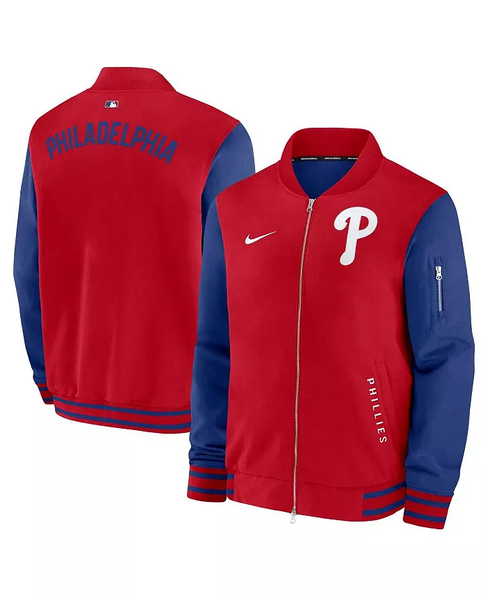 Мужская красно-синяя бомбер Philadelphia Phillies Authentic Collection с молнией Nike
Мужская красно-синяя бомбер Philadelphia Phillies Authentic Collection с молнией Nike