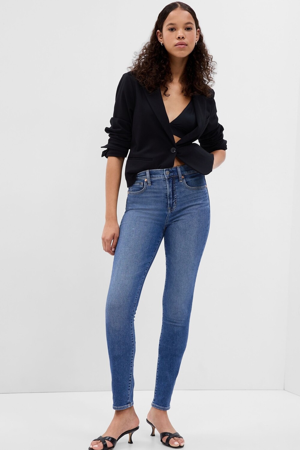 Джинсы скинни с высокой талией, эластичные Gap, синий
Джинсы скинни с высокой талией, эластичные Gap, синий