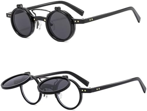 Ретро-панк солнцезащитные очки с двойной откидной крышкой, круглые, для женщин и мужчин, с леопардовым принтом, защитой от УФ-излучения UV400 и заклепками MTZJH, Black Gray
Ретро-панк солнцезащитные очки с двойной откидной крышкой, круглые, для женщин и мужчин, с леопардовым принтом, защитой от УФ-излучения UV400 и заклепками MTZJH, Black Gray
