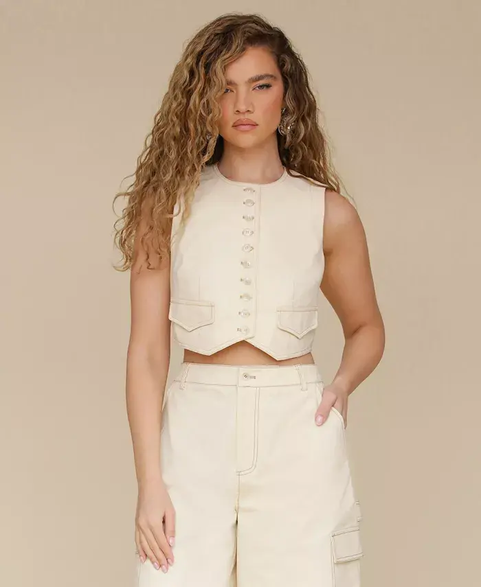 Женский укороченный жилет с круглым вырезом Avec Les Filles, коричневый/бежевый
Женский укороченный жилет с круглым вырезом Avec Les Filles, коричневый/бежевый