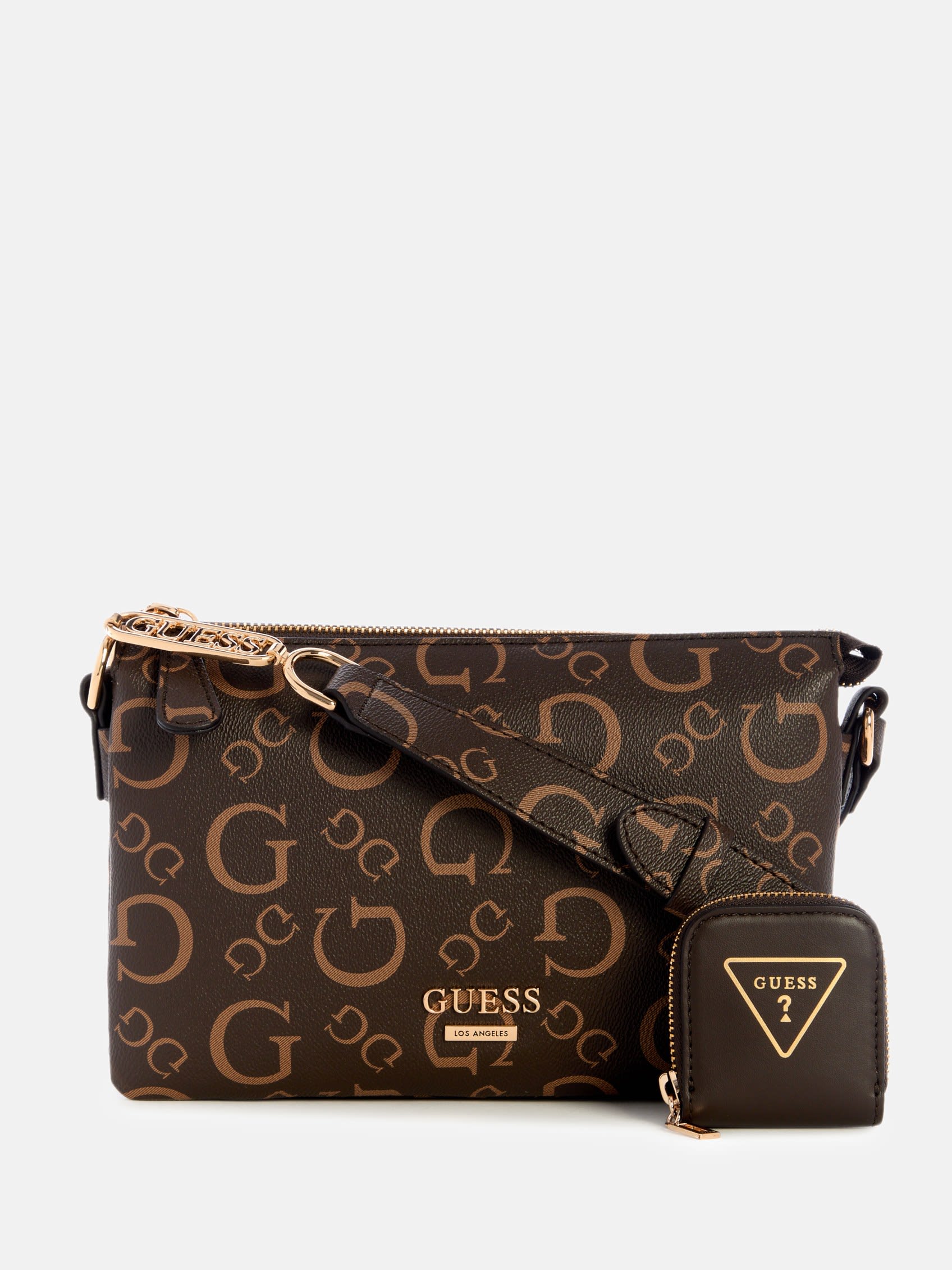 Сумка-кроссбоди с логотипом Oona и застежкой-молнией сверху Guess Factory, коричневый 
Сумка-кроссбоди с логотипом Oona и застежкой-молнией сверху Guess Factory, коричневый