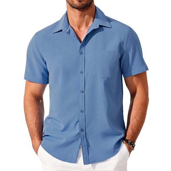 Мужская повседневная рубашка с коротким рукавом из льна с карманом Coofandy, Grey Blue
Мужская повседневная рубашка с коротким рукавом из льна с карманом Coofandy, Grey Blue