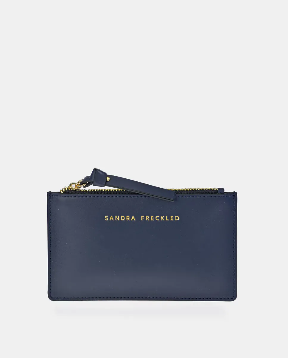 Плоский кожаный кошелек на молнии гладкий черный Sandra Freckled, темно-синий
Плоский кожаный кошелек на молнии гладкий черный Sandra Freckled, темно-синий