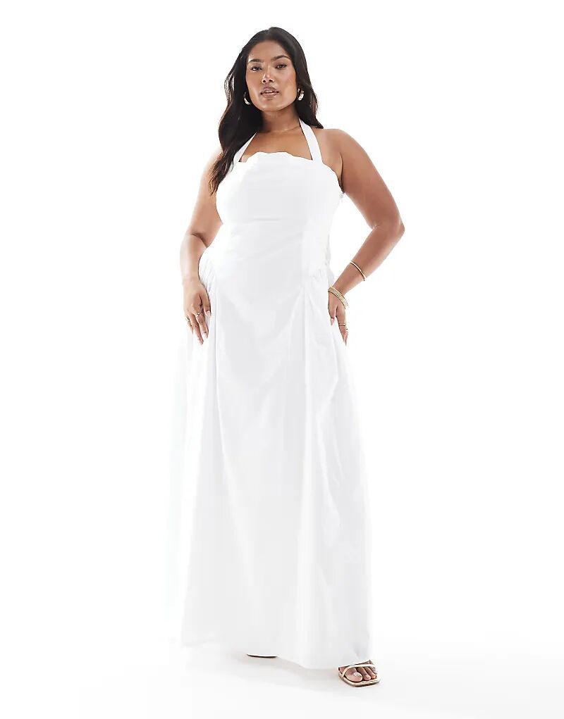 4th & Reckless Plus Хлопковое платье макси с квадратным халтером и складками на бедрах, белое
4th & Reckless Plus Хлопковое платье макси с квадратным халтером и складками на бедрах, белое