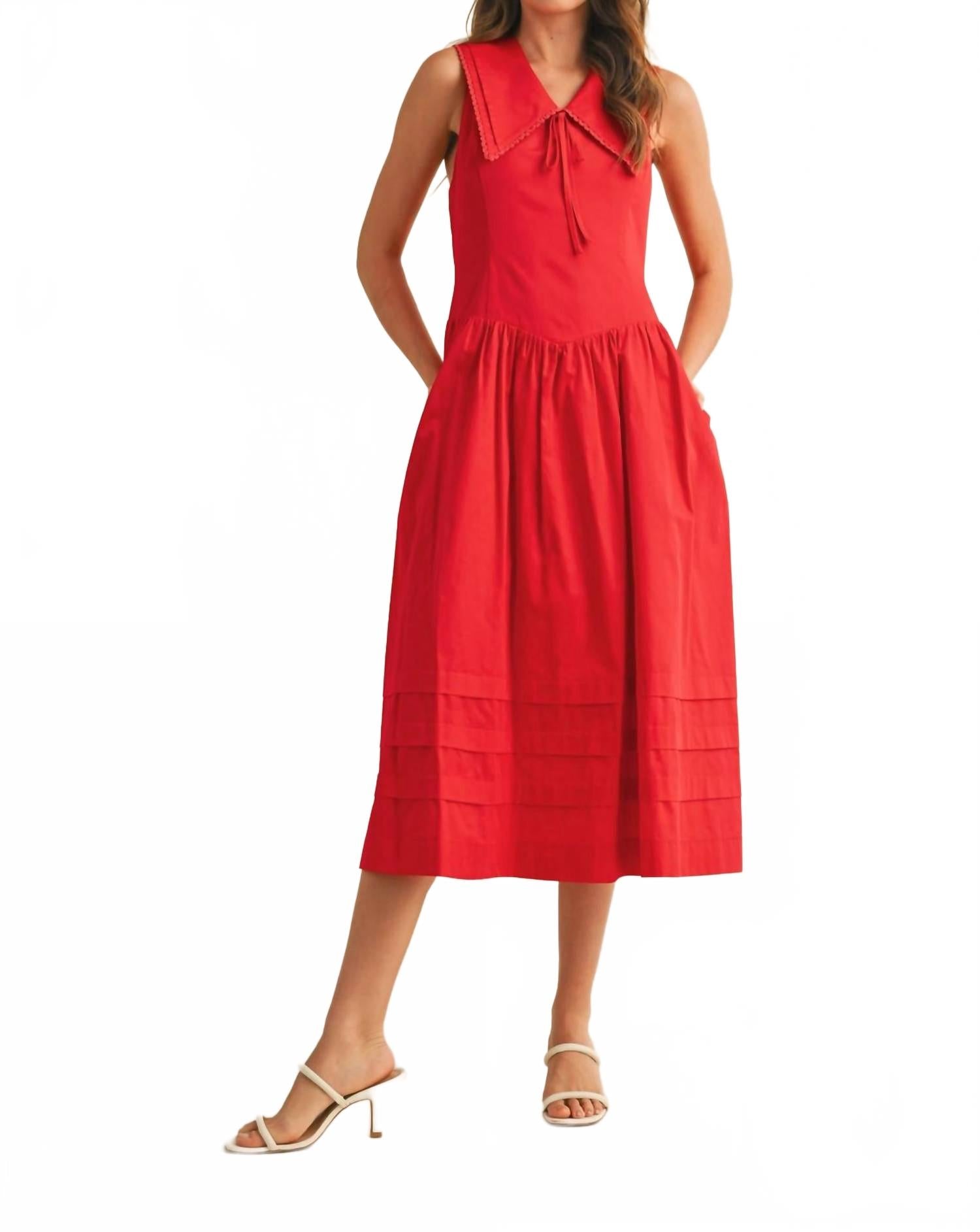 Американский медовый кукольный воротник миди-платье в красном &merci
Американский медовый кукольный воротник миди-платье в красном &merci