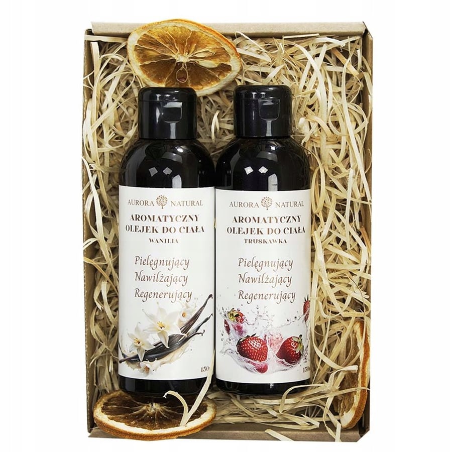 Подарочная корзина с ухаживающими маслами 2x150 мл: клубника, ваниль Aurora
Подарочная корзина с ухаживающими маслами 2x150 мл: клубника, ваниль Aurora