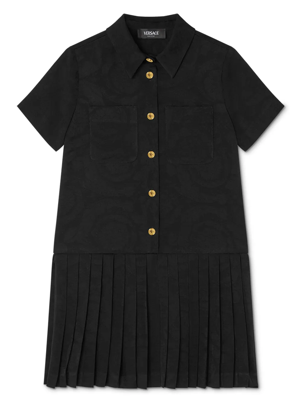 Жаккардовое платье-рубашка Barocco Versace Kids, черный
Жаккардовое платье-рубашка Barocco Versace Kids, черный