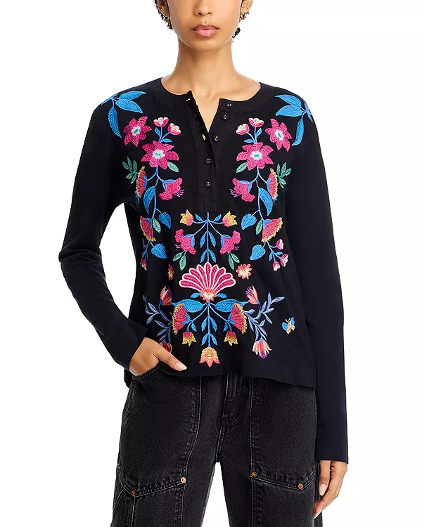 Вышитая футболка-поло Johnny Was, черный
Вышитая футболка-поло Johnny Was, черный