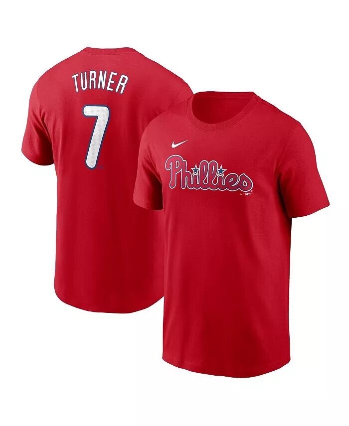 Мужская красная футболка Trea Turner Philadelphia Phillies Fuse с именем и номером Nike, красный
Мужская красная футболка Trea Turner Philadelphia Phillies Fuse с именем и номером Nike, красный