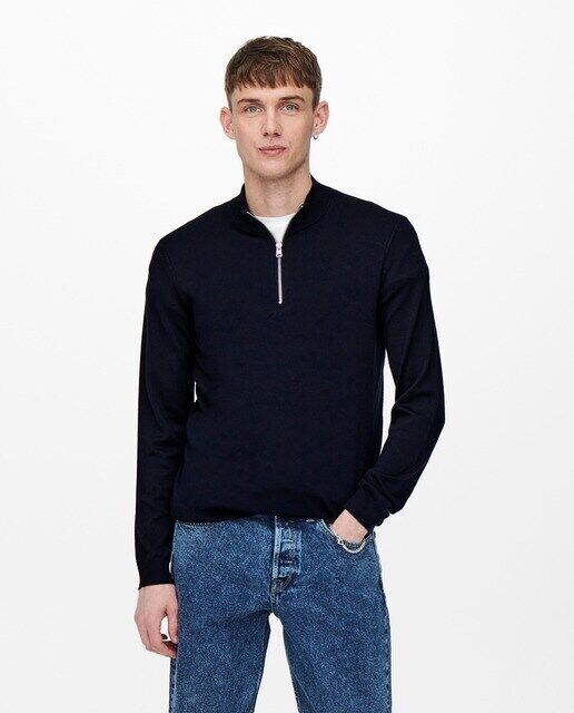 Мужской вязаный свитер на молнии Only & Sons, темно-синий
Мужской вязаный свитер на молнии Only & Sons, темно-синий