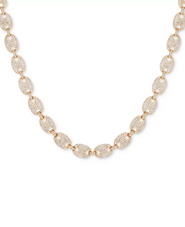 Крупное ожерелье из золотистых звеньев паве, 16 дюймов + удлинитель 2 дюйма Guess, gold/crystal
Крупное ожерелье из золотистых звеньев паве, 16 дюймов + удлинитель 2 дюйма Guess, gold/crystal