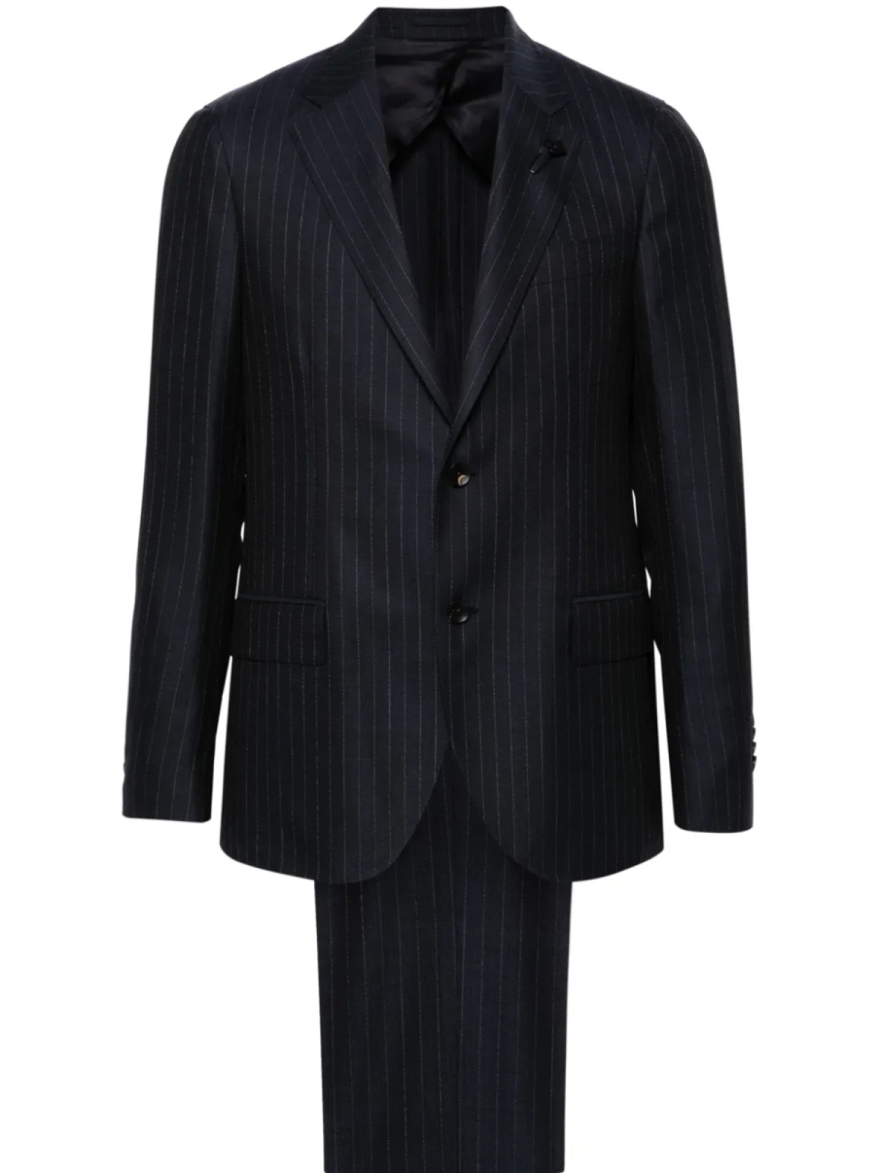 Lardini костюм в тонкую полоску с однобортным пиджаком, синий
Lardini костюм в тонкую полоску с однобортным пиджаком, синий