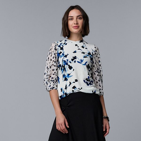 Женский топ с комбинированными материалами и скрученными рукавами Simply Vera Vera Wang, White Blue Floral
Женский топ с комбинированными материалами и скрученными рукавами Simply Vera Vera Wang, White Blue Floral