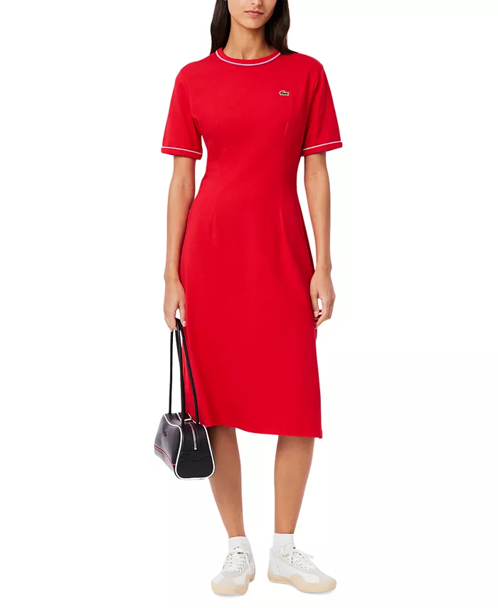 Женское хлопковое платье миди с коротким рукавом LACOSTE USA, розовый
Женское хлопковое платье миди с коротким рукавом LACOSTE USA, розовый