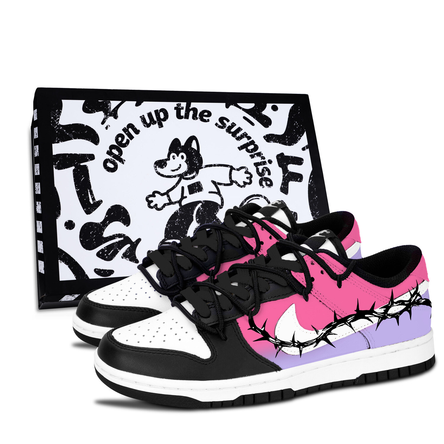 Nike Кроссовки для скейтбординга Dunk Black White, Purple Cactus Graceful из натуральной кожи с противоскользящим и износостойким покрытием
Nike Кроссовки для скейтбординга Dunk Black White, Purple Cactus Graceful из натуральной кожи с противоскользящим и износостойким покрытием