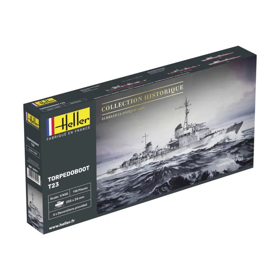 Torpedoboot (Торпедный катер) T23 - Историческая коллекция, Historical Model Kits (1:400) (Heller Models)
Torpedoboot (Торпедный катер) T23 - Историческая коллекция, Historical Model Kits (1:400) (Heller Models)
