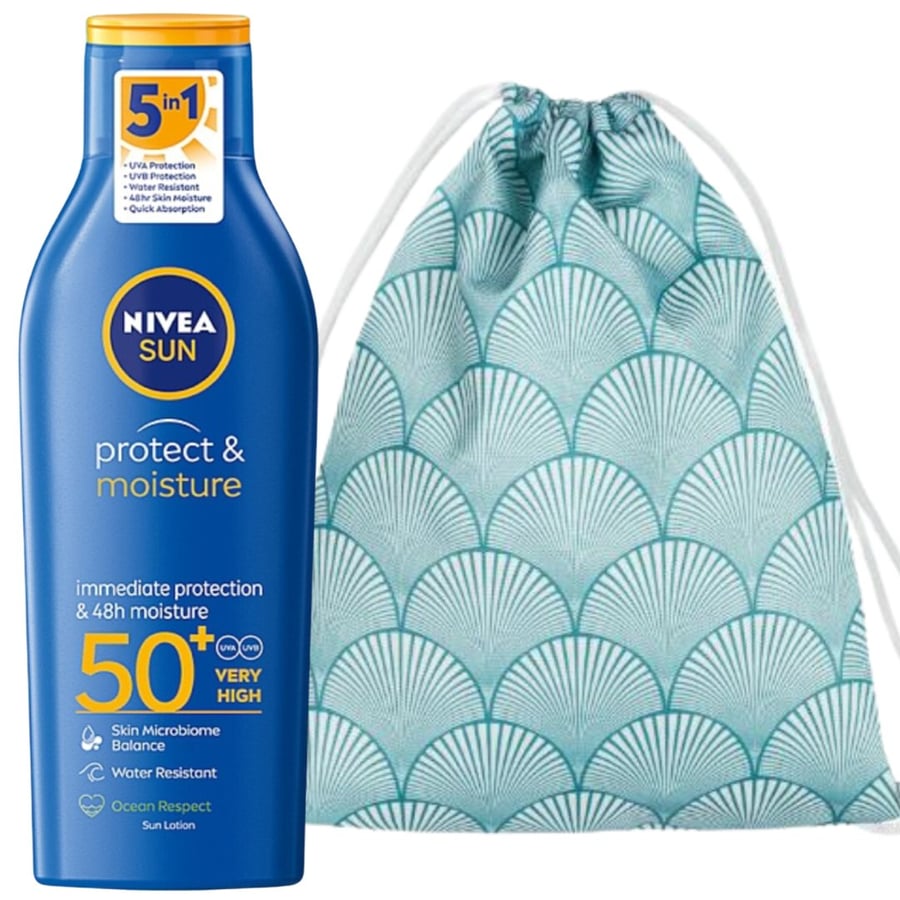 Бальзам Nivea Protect & Moisture SPF50 + Пляжный рюкзак
Бальзам Nivea Protect & Moisture SPF50 + Пляжный рюкзак